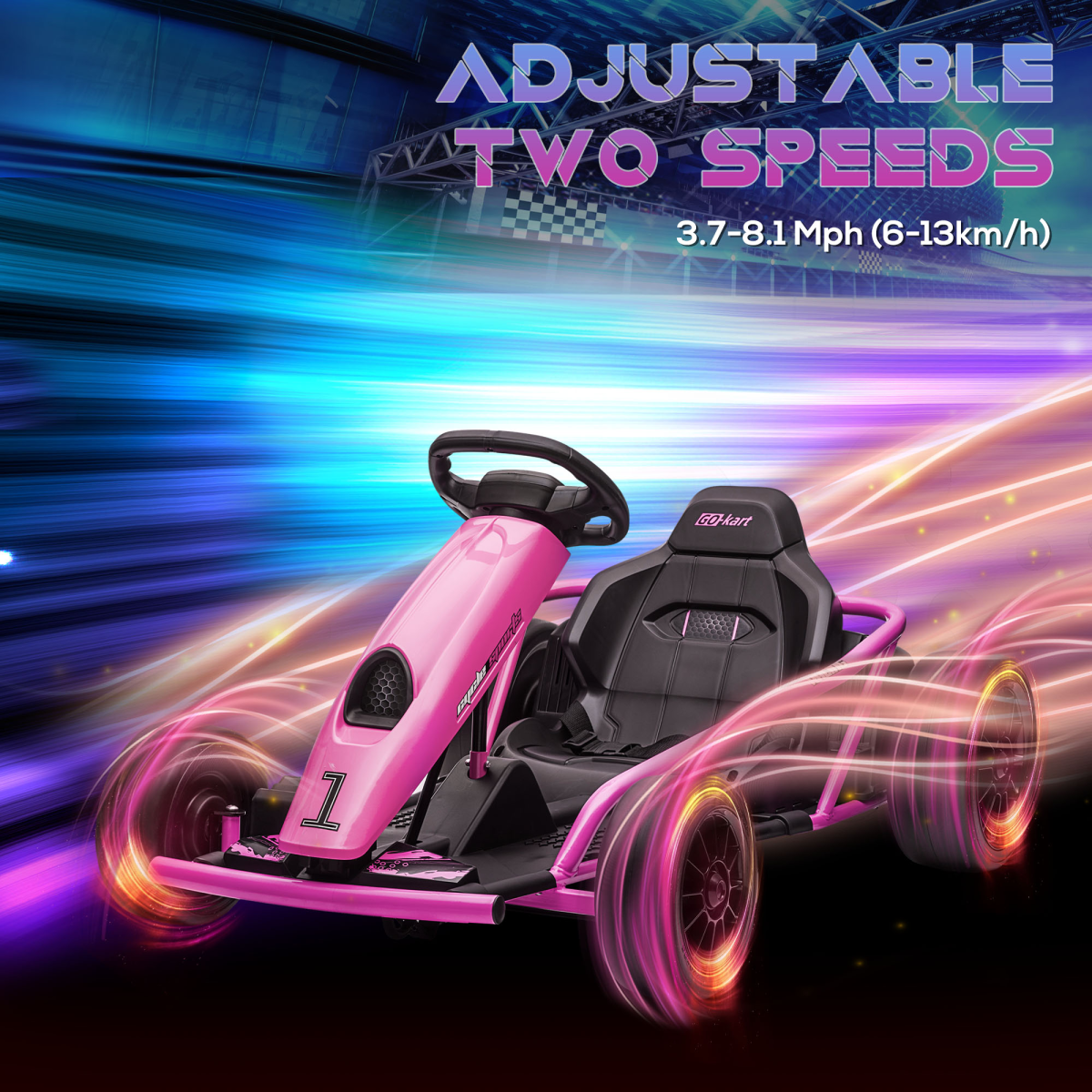 HOMCOM 24V Electric Go Kart for Kids with Music, Horn & Slow Start – Drifting Ride-On, Pink