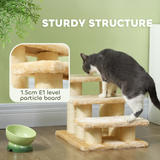 Pawhut 3-Step Pet Stairs with Plush Cover – Portable Cat and Dog Steps for Older and Small Pets