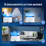 HOMCOM Portable Dehumidifier 20L/Day with 4000ml Tank – Quiet Damp Control for Home & Laundry Room