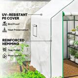 Outsunny Walk-in Greenhouse with 8 Wire Shelves, Roll-up Door & Mesh Windows – Outdoor Plant House, White