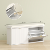 Shoe Storage Bench with Cushioned Seat & 2 Drawers – Hallway Shoe Cabinet for 10 Pairs, White & Beige