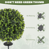 HOMCOM Set of 2 Artificial Boxwood Topiary Balls with Eucalyptus Leaves – Indoor Outdoor Plants, Green