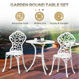 Outsunny 3-Piece Aluminium Bistro Set with Round Table & 2 Chairs – Floral Cut-Out, Garden Patio