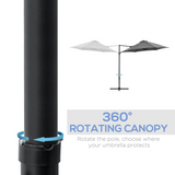 Outsunny 2.5M Garden Cantilever Parasol with 360° Rotation & Cross Base – Offset Patio Shade, Dark Grey