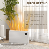 HOMCOM 1200W Electric Convector Heater with Quiet Fanless Design & LED Display – Freestanding or Wall Mounted, White