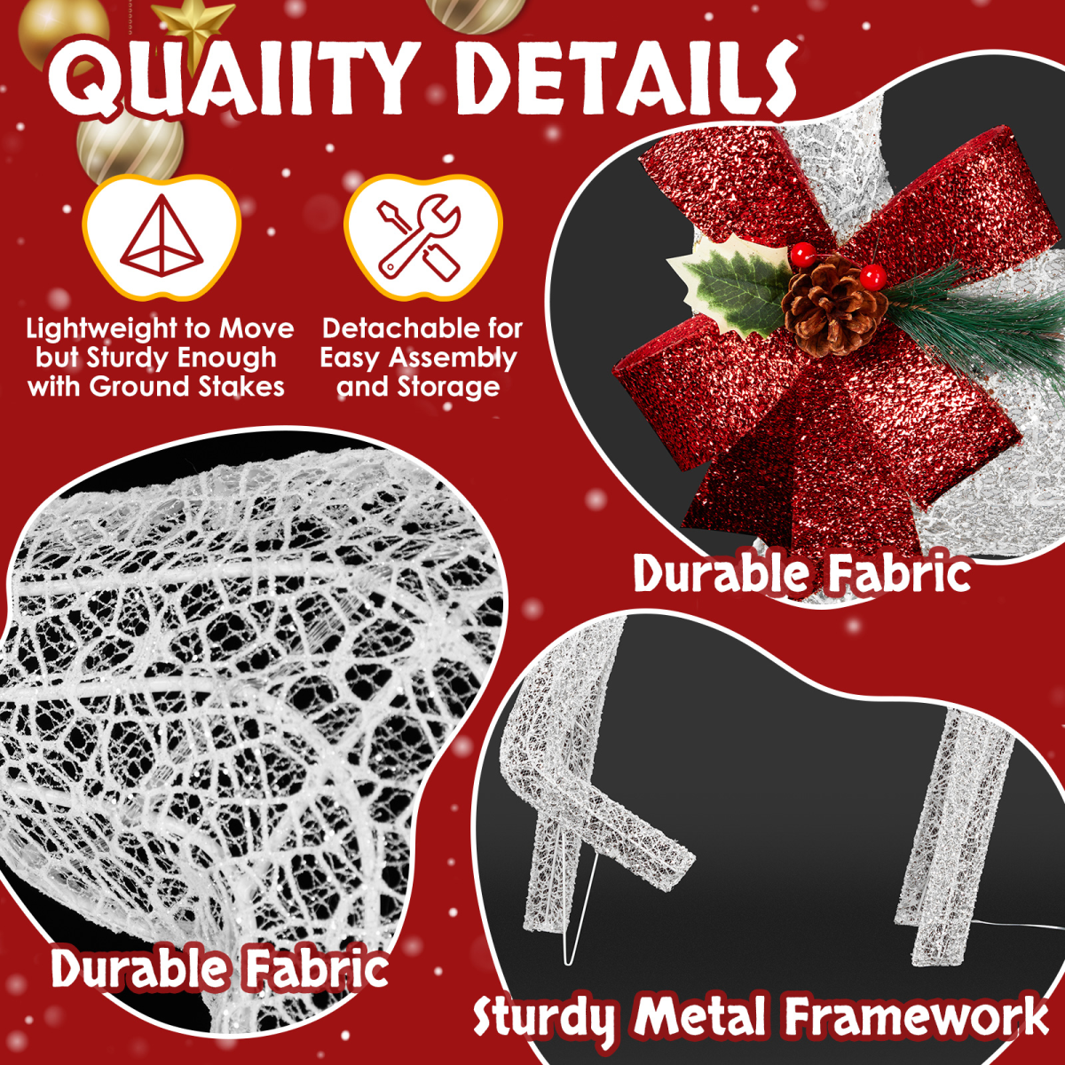 Lighted Christmas Reindeer Family – 3 Piece Outdoor Set with 200 White Lights & Ground Stakes