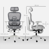 HOMCOM Ergonomic Mesh Office Chair with 3D Armrests, Adjustable Headrest & Footrest – Grey