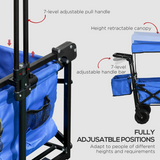 Outsunny Folding Trolley Cart with 4 Wheels, 2 Compartments, Canopy & Telescopic Handle – Garden Storage Wagon, Blue