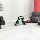 Dumbbell Set with Storage Rack, 12kg Total (2 x 1kg, 2 x 2kg, 2 x 3kg) – Home Gym Hand Weights, Green