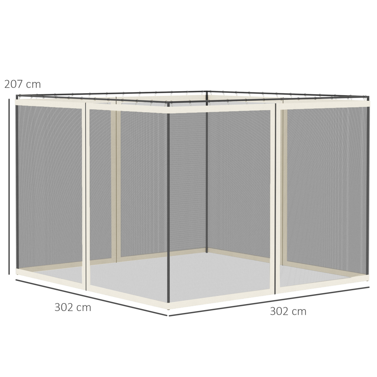 Outsunny Four-Panel Gazebo Replacement Screen with Zip Closure – Polyester & Nylon Mesh Insect Protection