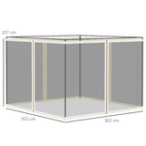 Outsunny Four-Panel Gazebo Replacement Screen with Zip Closure – Polyester & Nylon Mesh Insect Protection