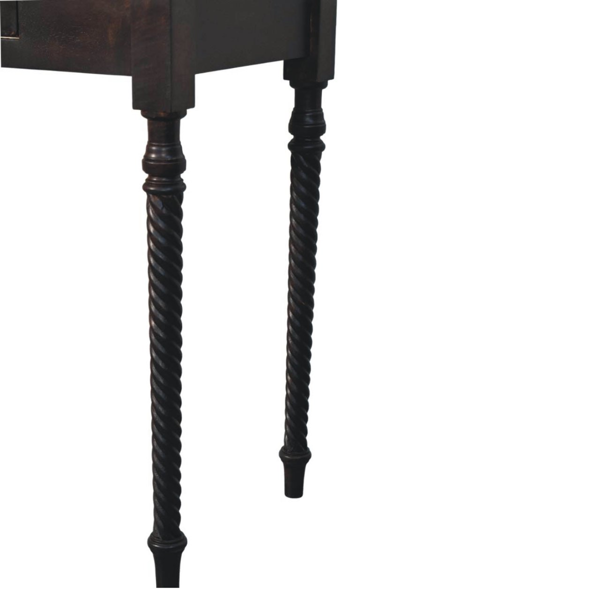 Artisan Furniture Solid Wood Cordelier Writing Desk with Rope-Twist Legs & 1 Drawer – Home Office, Dark Brown