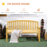 Outsunny 2-Person Wooden Garden Bench with Armrests & High Back – Fir Wood Outdoor Patio Seating, Orange