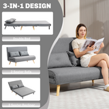 HOMCOM sofa bed metal frame and wooden legs