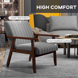 HOMCOM Modern Upholstered Accent Armchair with Padded Seat & Armrests – Bedroom or Living Room, Grey