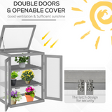 Outsunny 3-Tier Wooden Mini Greenhouse Cold Frame with Polycarbonate Panels & Flip-Top Lid – Plant Shelf