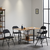Set of 4 Foldable Steel & PVC Chairs with Padded Seat and Backrest – 150kg Capacity, Black