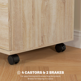 HOMCOM Mobile Pedestal Filing Cabinet with 2 Drawers, Lockable Top & Wheels – Office Storage, Oak Effect