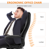 High Back Executive Massage Office Chair with 6-Point Vibration & Wired Remote – PU Leather, Black
