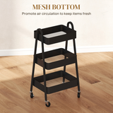 3-Tier Rolling Storage Trolley with Mesh Trays – Kitchen, Bathroom and Craft Room Organiser