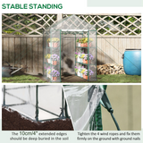 Outsunny Steel Frame Greenhouse with 2 Shelves & 8 Grid Rack – Zippered Roll-Up Door, Clear PVC Cover