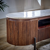 Opal Large Mango Wood TV Stand with Real Marble Top & Metal Legs – Media Unit for Wide-Screen TVs