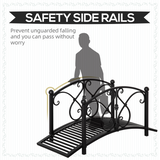 Outsunny Decorative Metal Garden Bridge with Safety Rails, 102cm – Arched Footbridge for Streams & Ponds