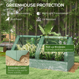 Outsunny Raised Garden Bed Planter with Mini Greenhouse Cover, Galvanised Steel Frame, Two Windows, 180 x 90cm