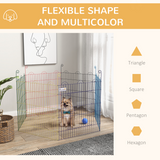 PawHut Multicolour Pet Playpen with Door, 6 Shapeable Panels – Dog, Puppy and Small Animal Crate