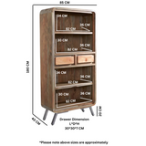 Aspen Large Industrial Bookcase in Solid Hardwood & Reclaimed Metal – Retro Two-Tone Shelving with Drawers