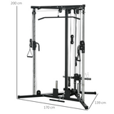 SPORTNOW Home Gym Machine with 15 Adjustable Positions, Dual Pulleys and Pull-Up Station – Workout Station