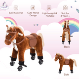 HOMCOM Rocking Horse Ride-On with Sounds, Plush Body and Rolling Wheels – Kids Toy for Ages 3+