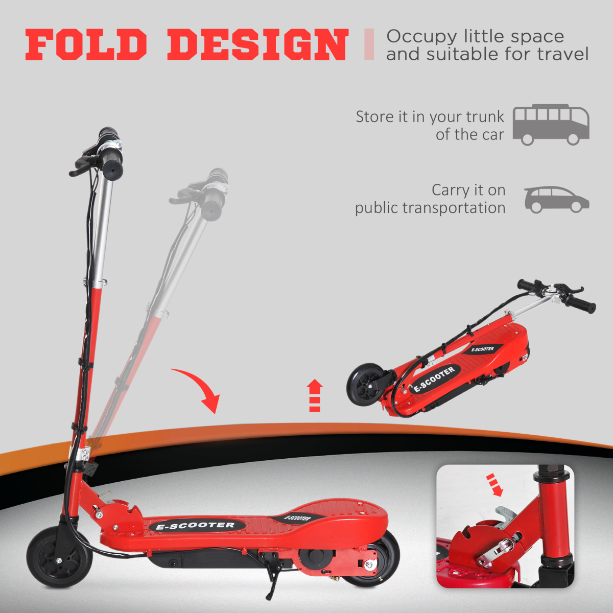HOMCOM Folding Kids Electric Scooter with Adjustable Handle, 12km/h & Front Brake – Ride-On for Ages 7–14