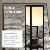 HOMCOM Shelf Floor Lamp with Dual Light, for Living Room, Bedroom, Black