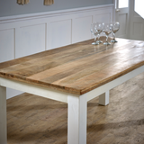 Alfie 170cm Solid Mango Wood Dining Table – Handmade Six-Seater, White & Natural Finish