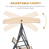 Outsunny 3-Seater Swing Chair Replacement Canopy and Steel Frame – Weather Resistant, Beige