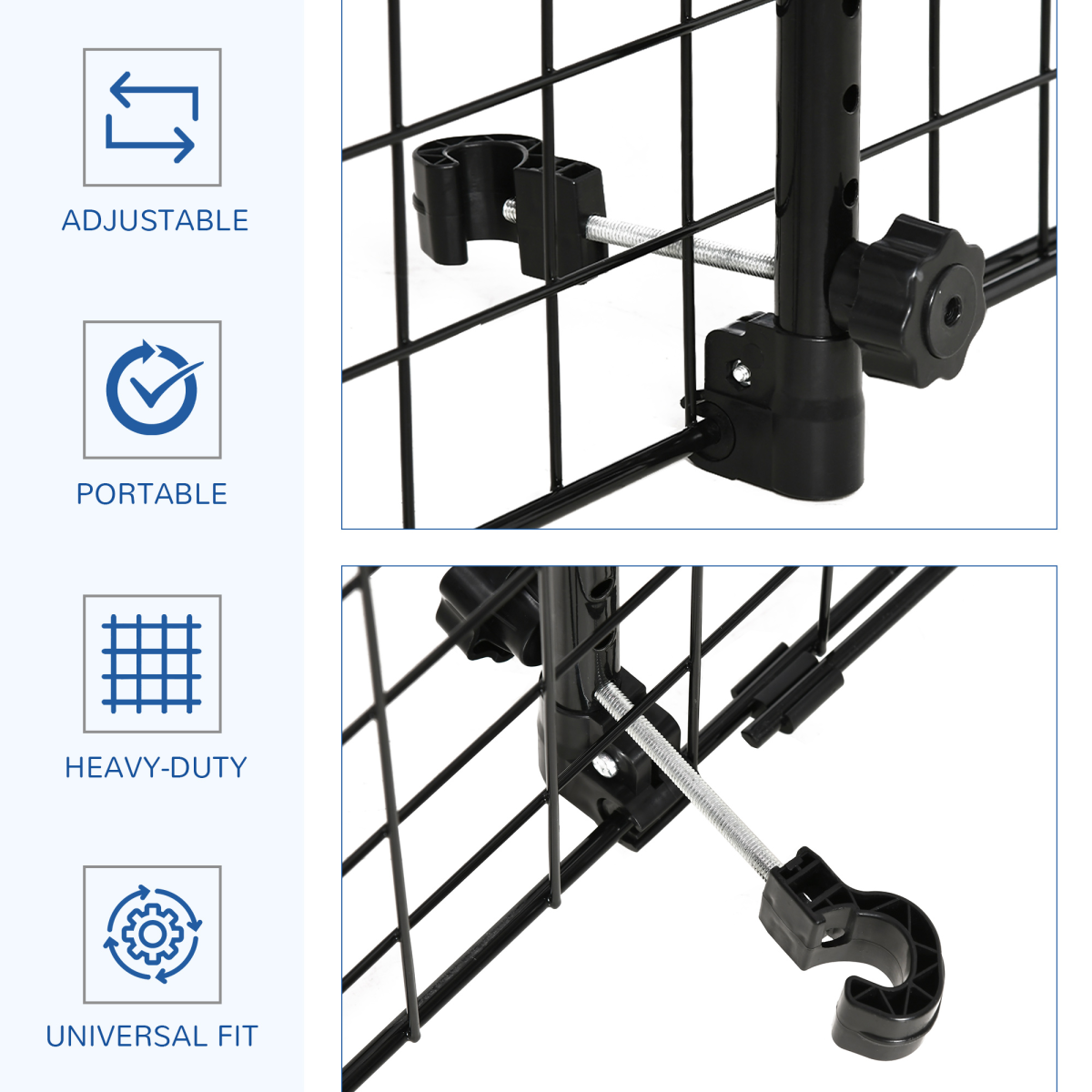 PawHut Heavy Duty Adjustable Dog Car Barrier, 91–152cm – Ventilated Wire Pet Guard for Cars & SUVs, Black