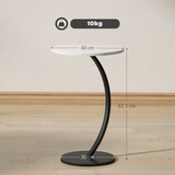 HOMCOM C-Shaped Side Table with Marble-Effect Top – Round Sofa & Bedside Table, White