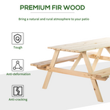 Outsunny 4-Seater Wooden Picnic Table Set with Parasol Cutout, Hand-Finished Fir Wood – Pub-Style Seating