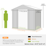 Outsunny 7.7 x 6.4ft Garden Shed with Lockable Sliding Door & Vents – Tool and Bike Storage, Brown