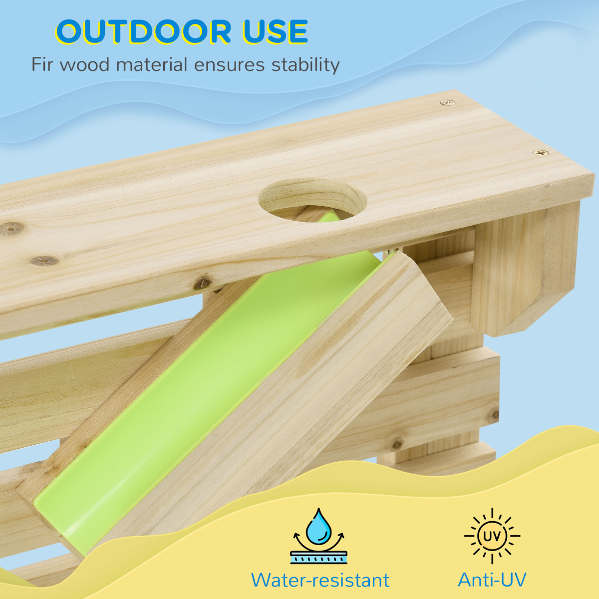 Outsunny Kids Sand and Water Playset with Two Sinks, Water Carts & 18 Accessories – Fir Wood Play Station