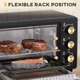 HOMCOM 16L Countertop Mini Oven with Adjustable Temp & Timer, 1400W – Compact Bake, Toast and Grill, Black