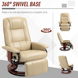 HOMCOM Ergonomic Office Recliner Sofa Chair with 145° Reclining Back & Footrest – PU Leather Armchair, Cream White