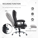 High Back Executive Reclining Office Chair with Retractable Footrest & Lumbar Support – PU Leather Home Office Chair, Brown