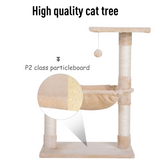 Pawhut Two-Tier Cat Activity Tree with Hammock, Sisal Scratching Posts and Hanging Ball – Kitten Play Tower