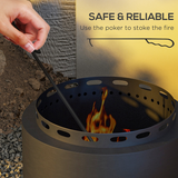 Outsunny 48.5cm Smokeless Wood Burning Fire Pit with Poker – Black Metal Outdoor Fireplace for Patio & Garden