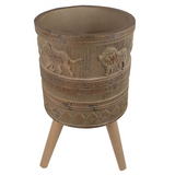 55cm Jungle Planter with Legs – Embossed Lion & Elephant