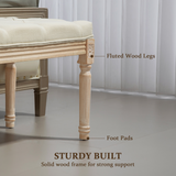 HOMCOM Upholstered End of Bed Bench, Button-Tufted Linen-Touch Ottoman, Cream White