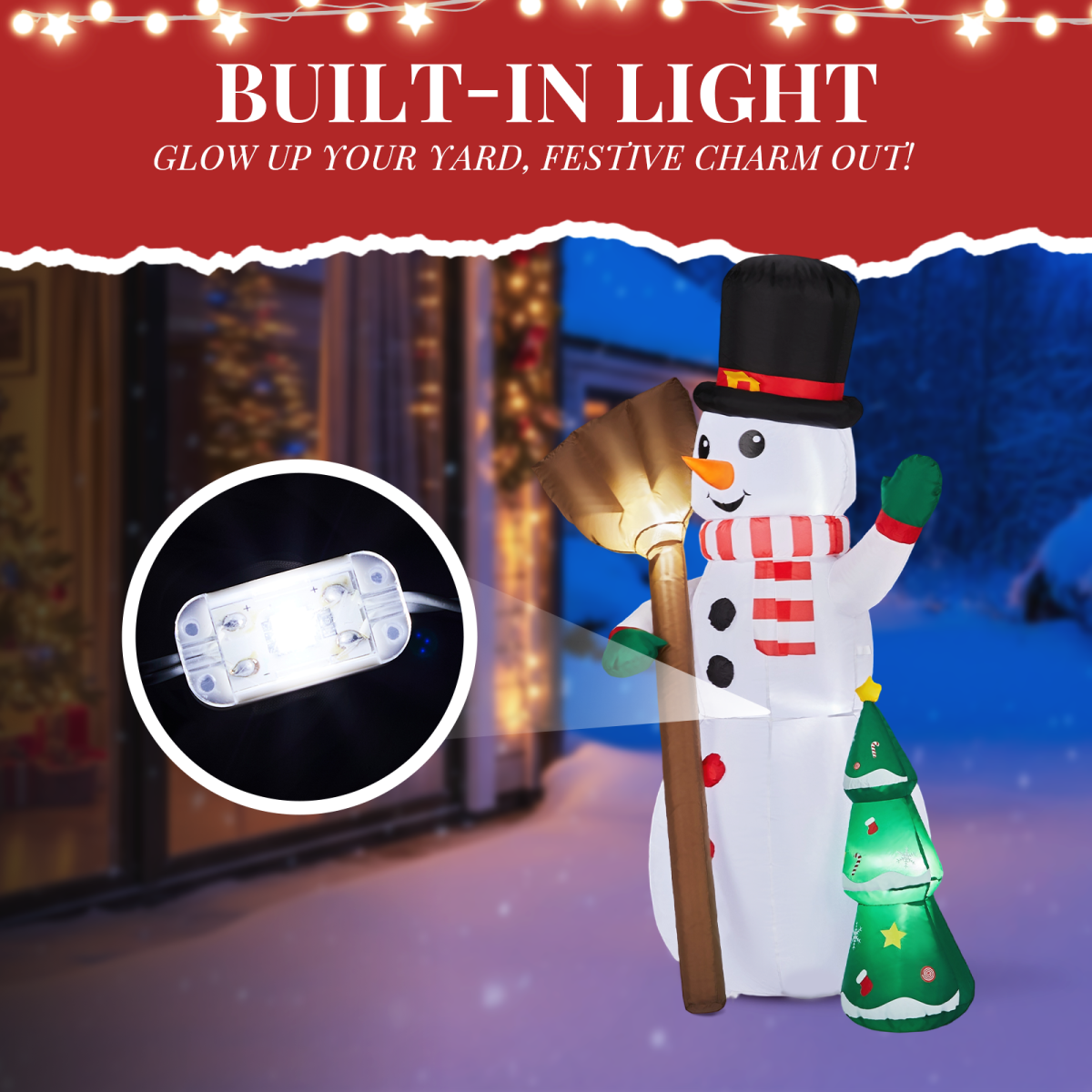 1.85m Inflatable Christmas Snowman Couple with LEDs – Outdoor Garden Decoration