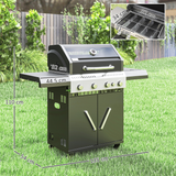 Outsunny 4+1 Burner Gas BBQ Grill with Clear View Lid, Thermometer and Storage Cabinet – Propane Barbecue on Wheels, Black